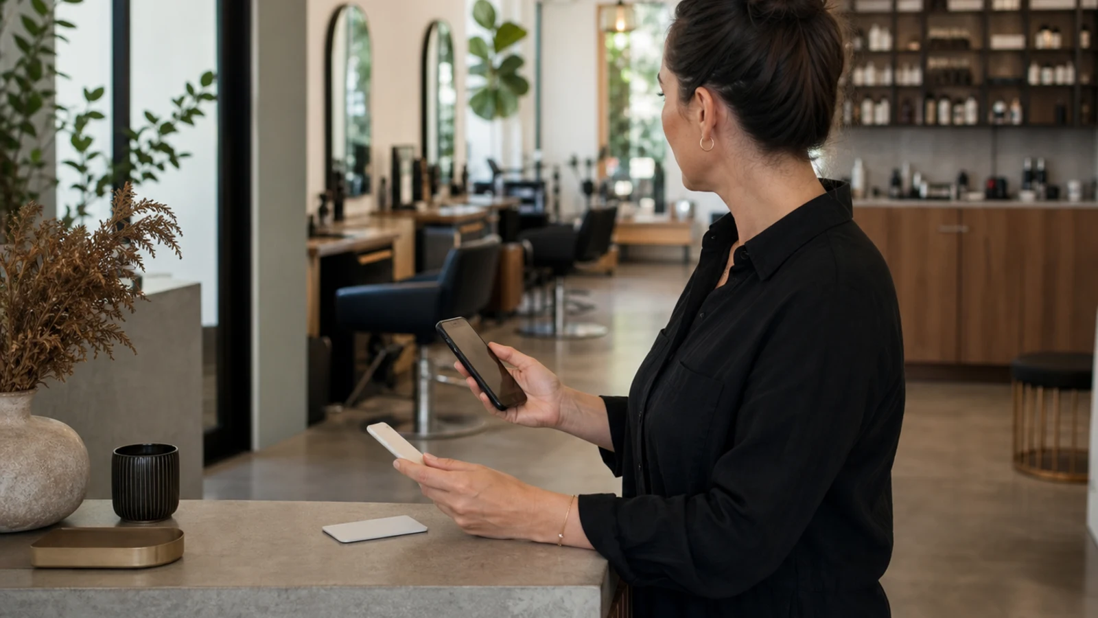 Salon owner testing whether a booking journey reaches the correct location
