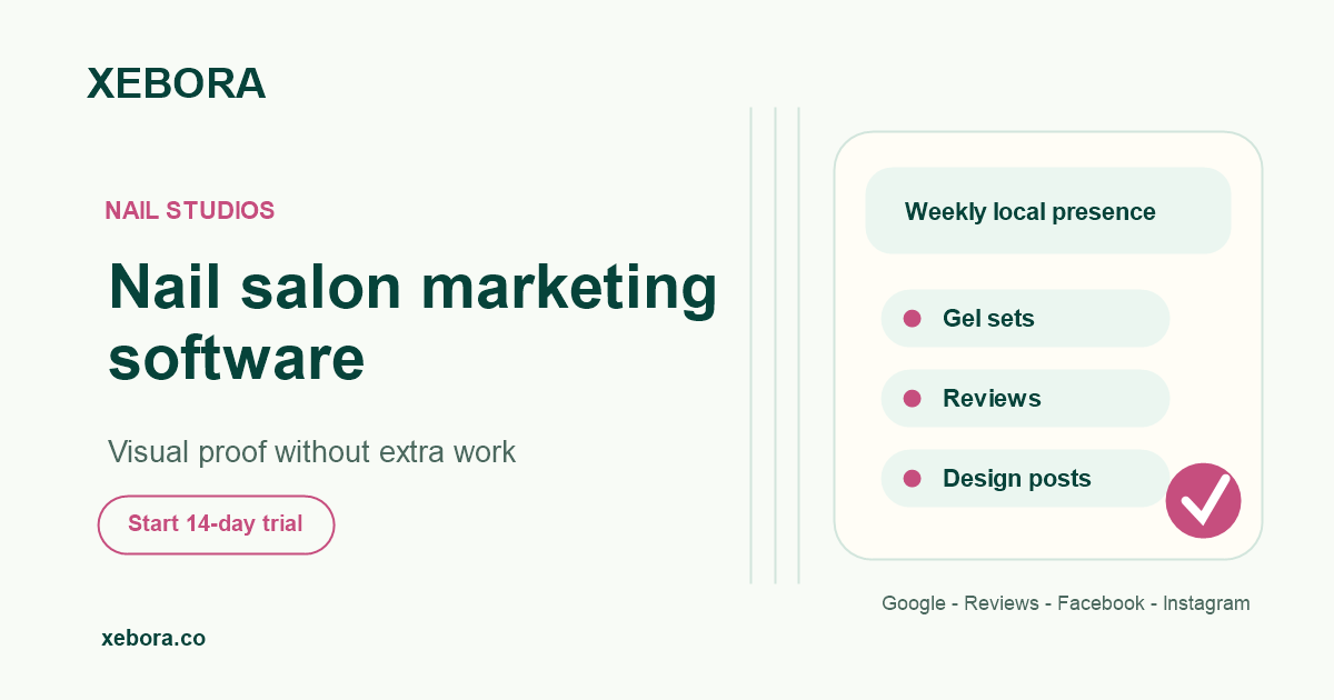 Weekly nail salon marketing software tasks prepared by Xebora