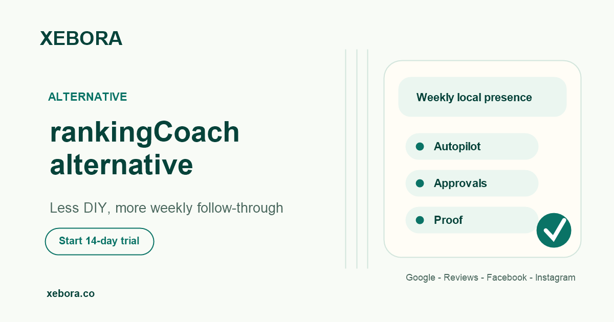 Xebora compared with rankingCoach for salon marketing workflow