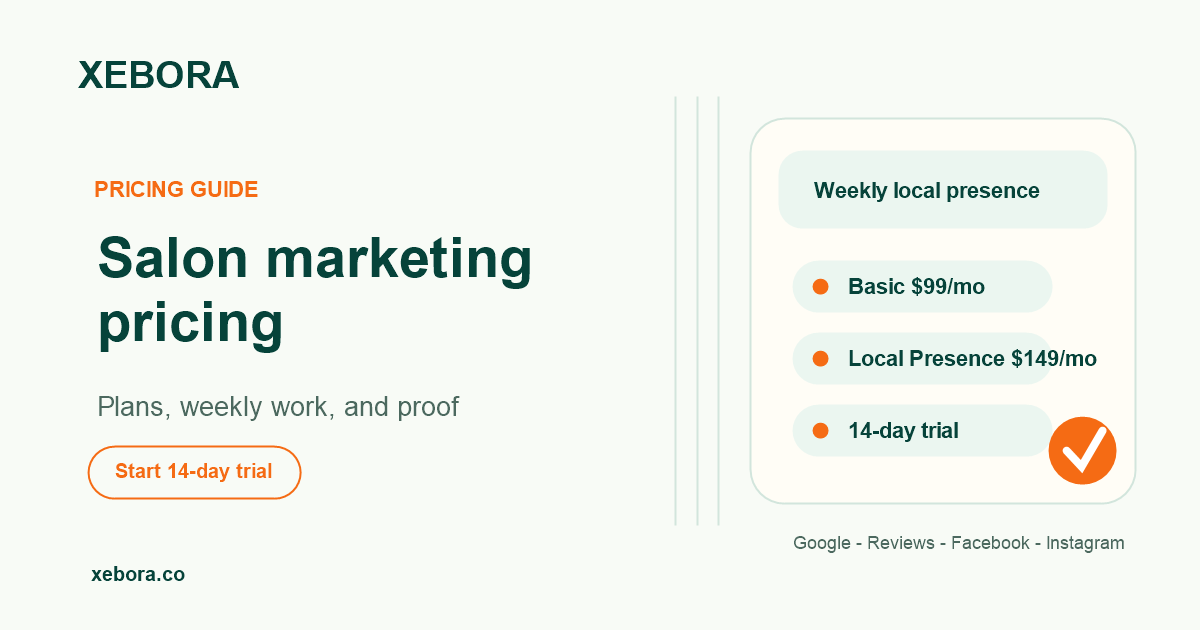 Salon marketing pricing with monthly plans and weekly work